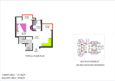 1 Bedroom Unit-Studio Apartment TYPICAL FLOOR PLAN - 1 (TOWER-X)