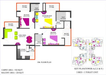 19th FLOOR PLAN -1 (TOWER-A,C,U & S)