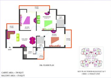 19th FLOOR PLAN - 1 (TOWER-B,D,H,N,R,T & Y )