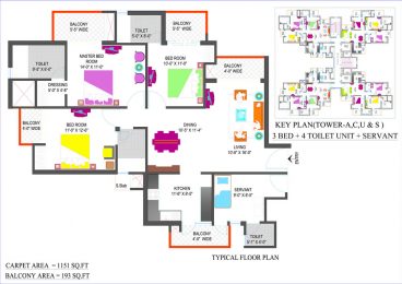 3Bed+4Toilet TYPICAL FLOOR PLAN - 2 (TOWER-A,C,U & S)